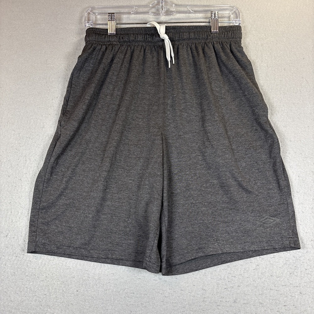 Umbro Shorts Mens Medium Gray Soccer Drawstring Activewear 9" pockets
